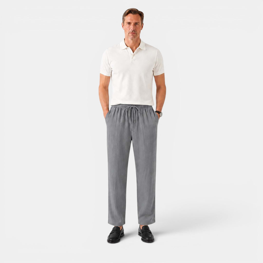 Monvaline | Men’s Linen Pants Breathable Comfort Relaxed Fit Summer Trousers
