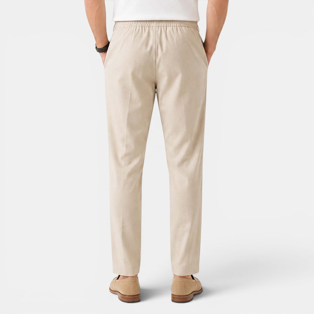 Monvaline | Men’s Linen Pants Breathable Comfort Relaxed Fit Summer Trousers