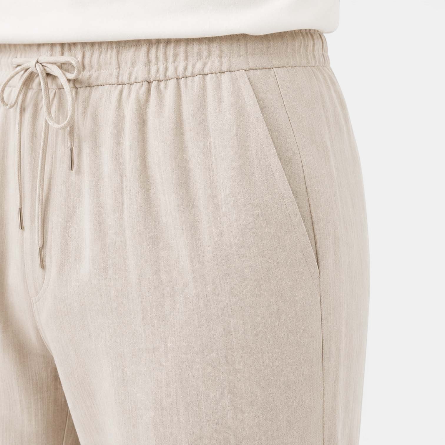 Monvaline | Men’s Linen Pants Breathable Comfort Relaxed Fit Summer Trousers