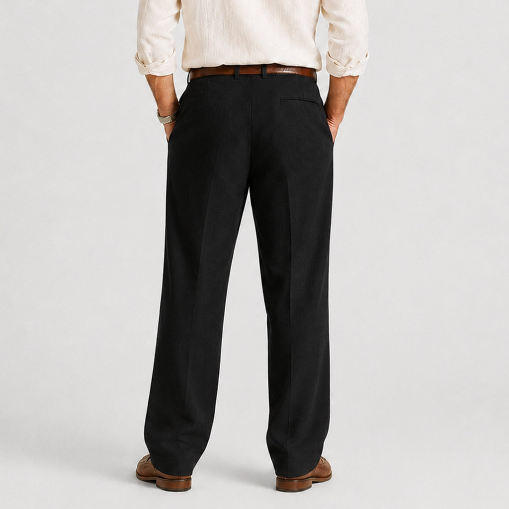 Monvaline | Men's Linen Smart Casual Trousers Straight Leg Loose Fit