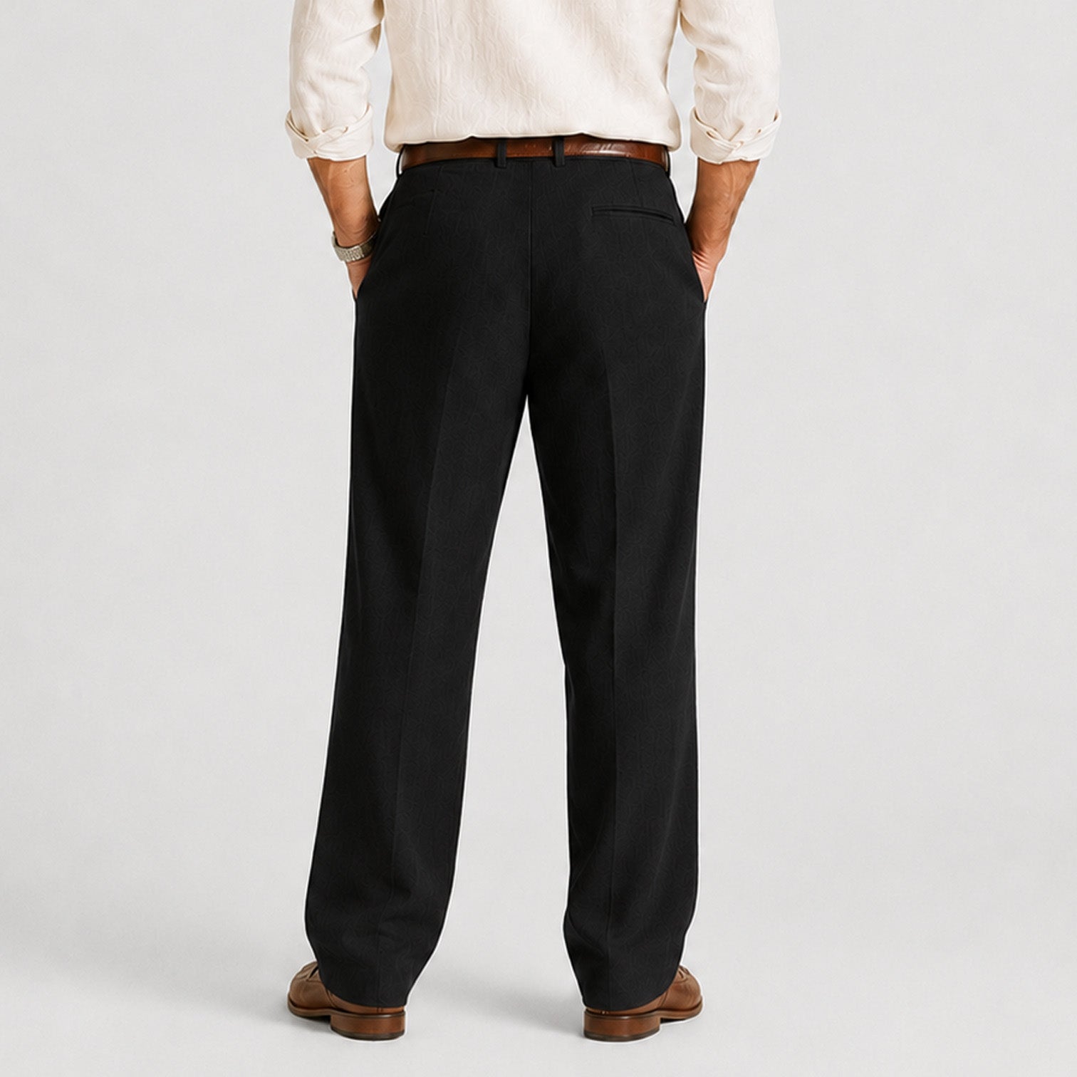 Monvaline | Men's Linen Smart Casual Trousers Straight Leg Loose Fit