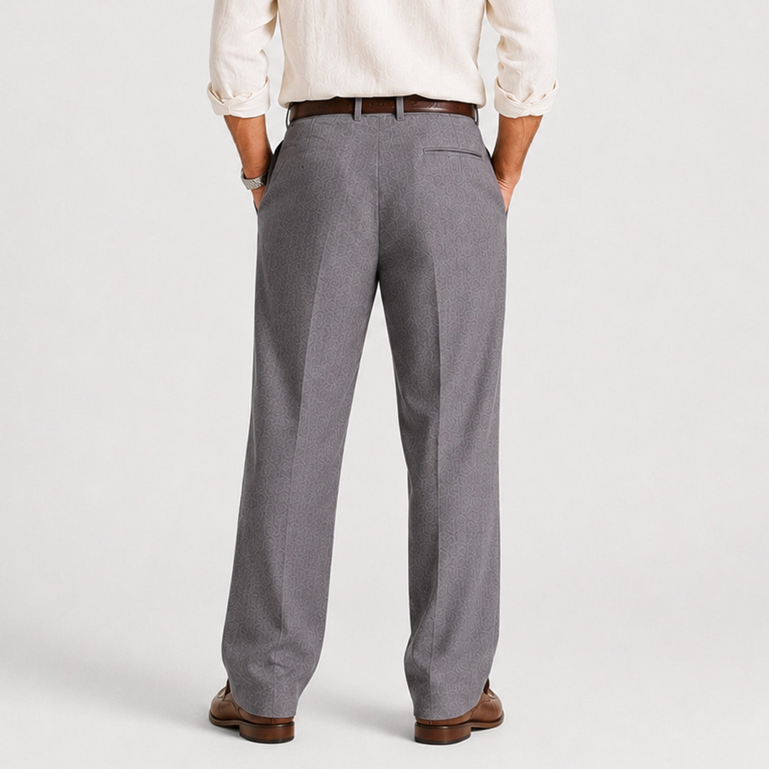 Monvaline | Men's Linen Smart Casual Trousers Straight Leg Loose Fit
