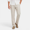 Monvaline | Men's Linen Straight Leg Drawstring Pants Casual Mid Waist Khaki