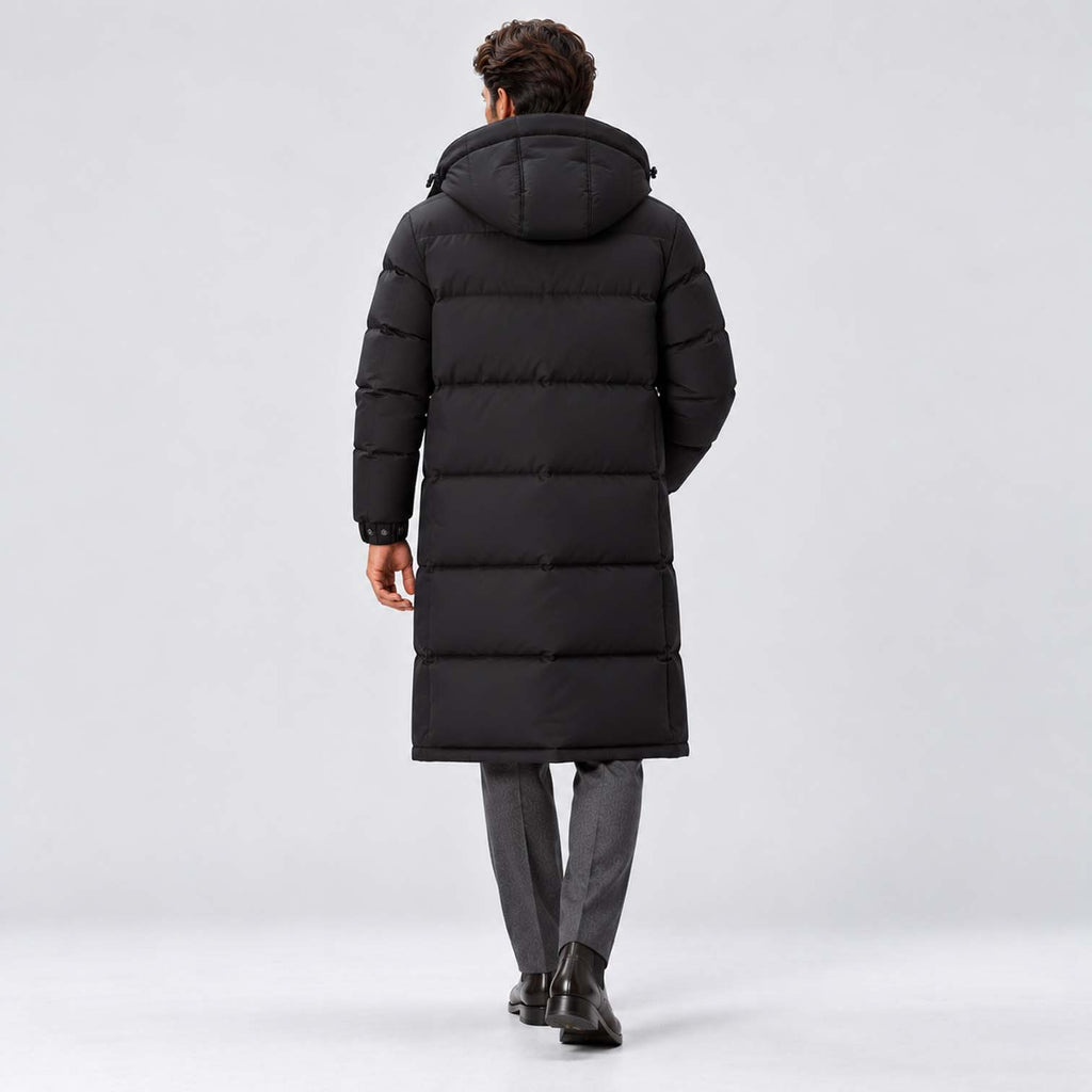 Monvaline | Men's Long Down Coat Waterproof Hooded Winter Parka