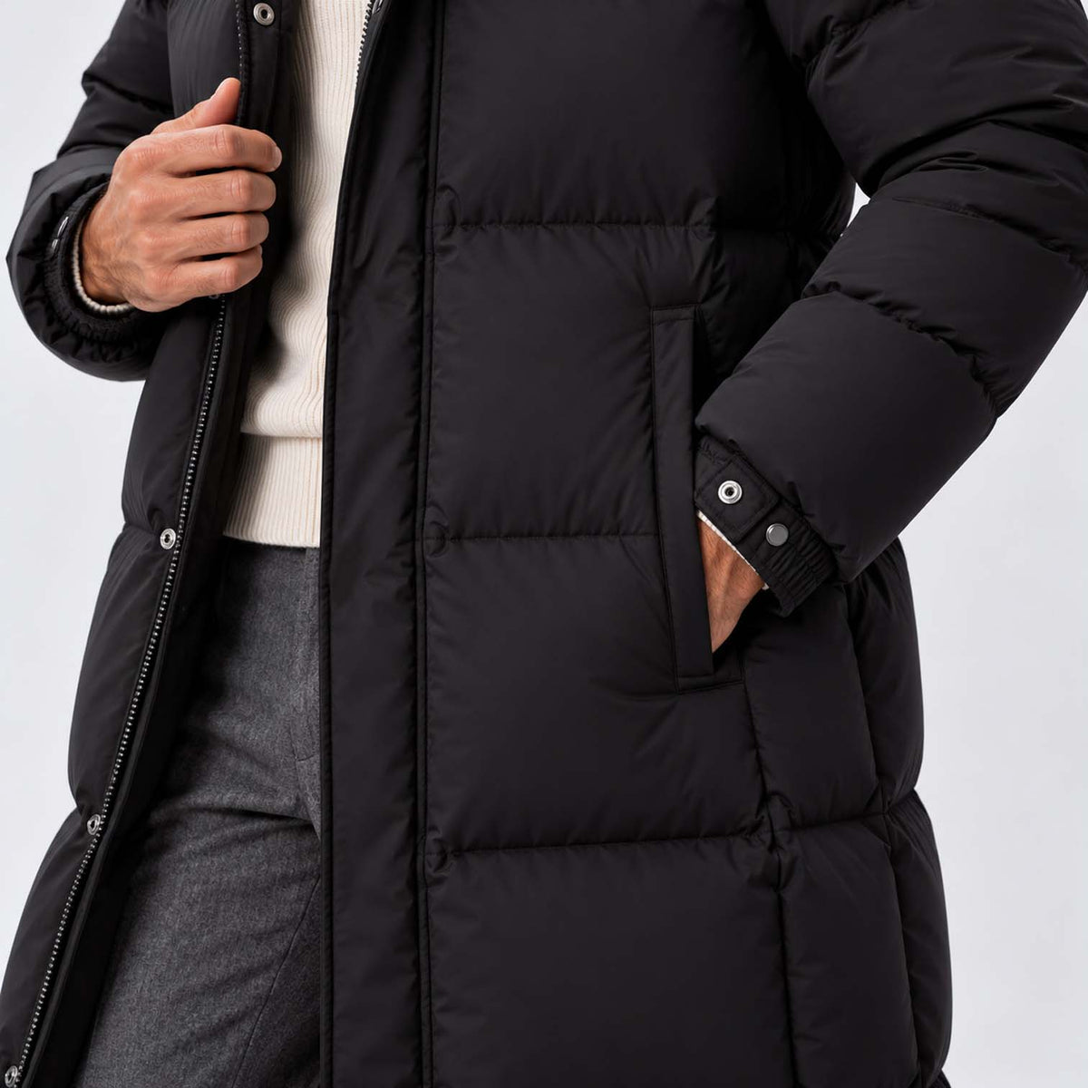 Monvaline | Men's Long Down Coat Waterproof Hooded Winter Parka