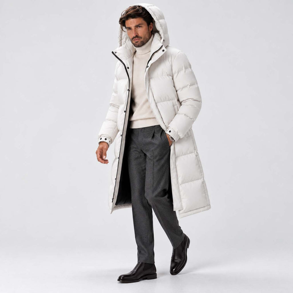 Monvaline | Men's Long Down Coat Waterproof Hooded Winter Parka