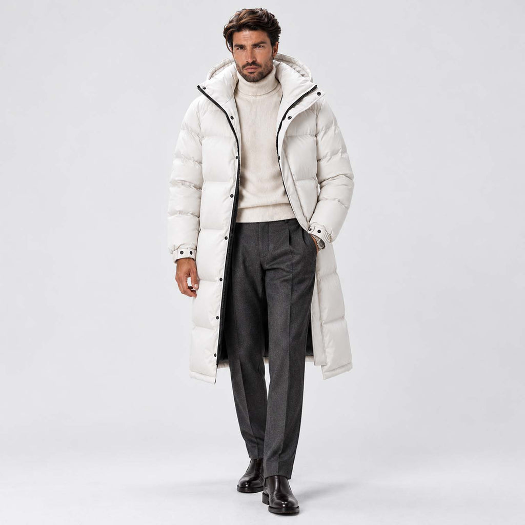 Monvaline | Men's Long Down Coat Waterproof Hooded Winter Parka