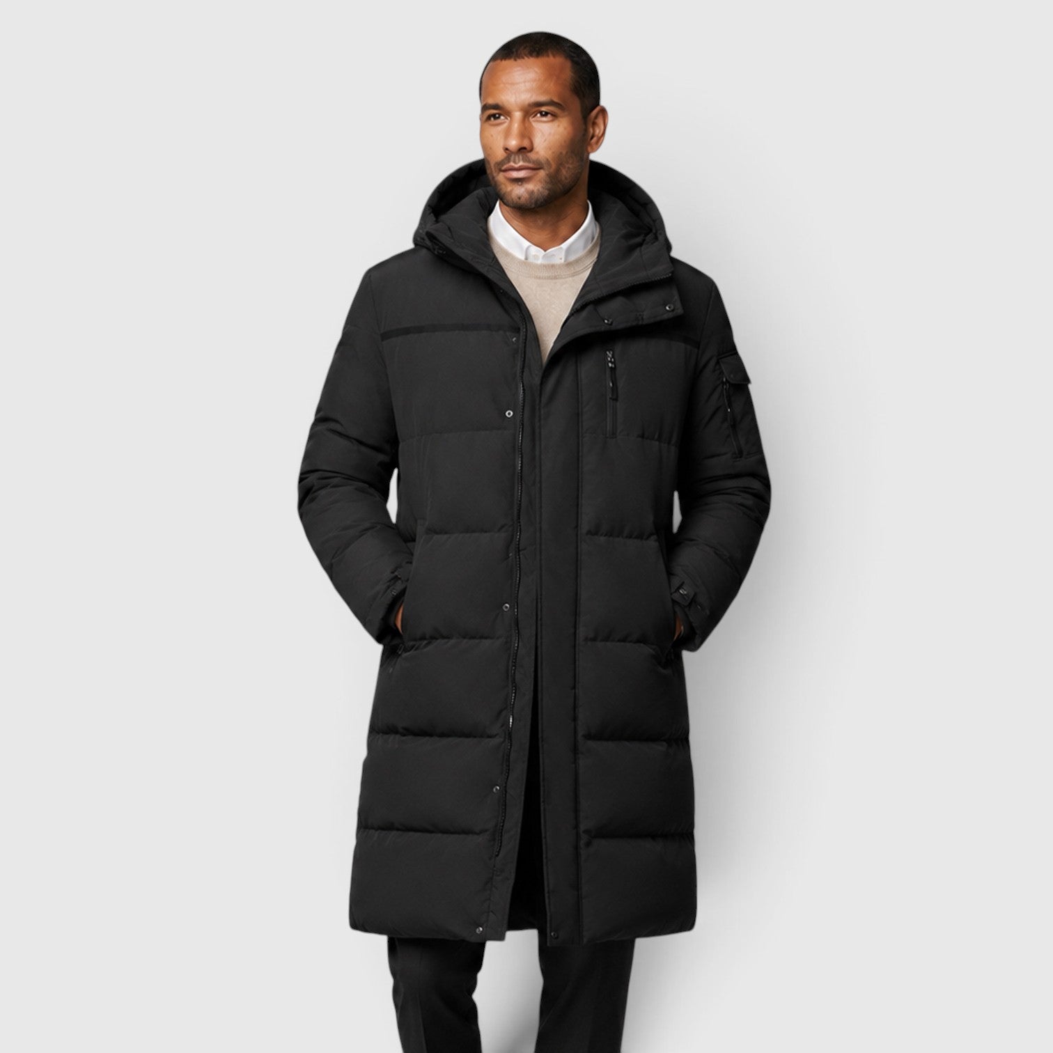 Monvaline | Men's Long Puffer Jacket – White Duck Down Coat