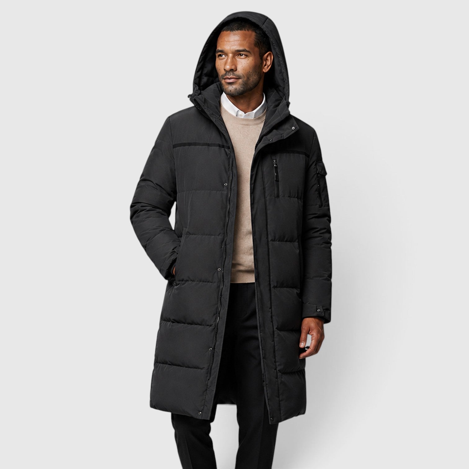 Monvaline | Men's Long Puffer Jacket – White Duck Down Coat