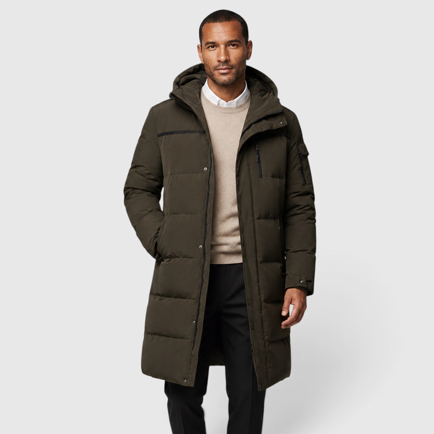 Monvaline | Men's Long Puffer Jacket – White Duck Down Coat