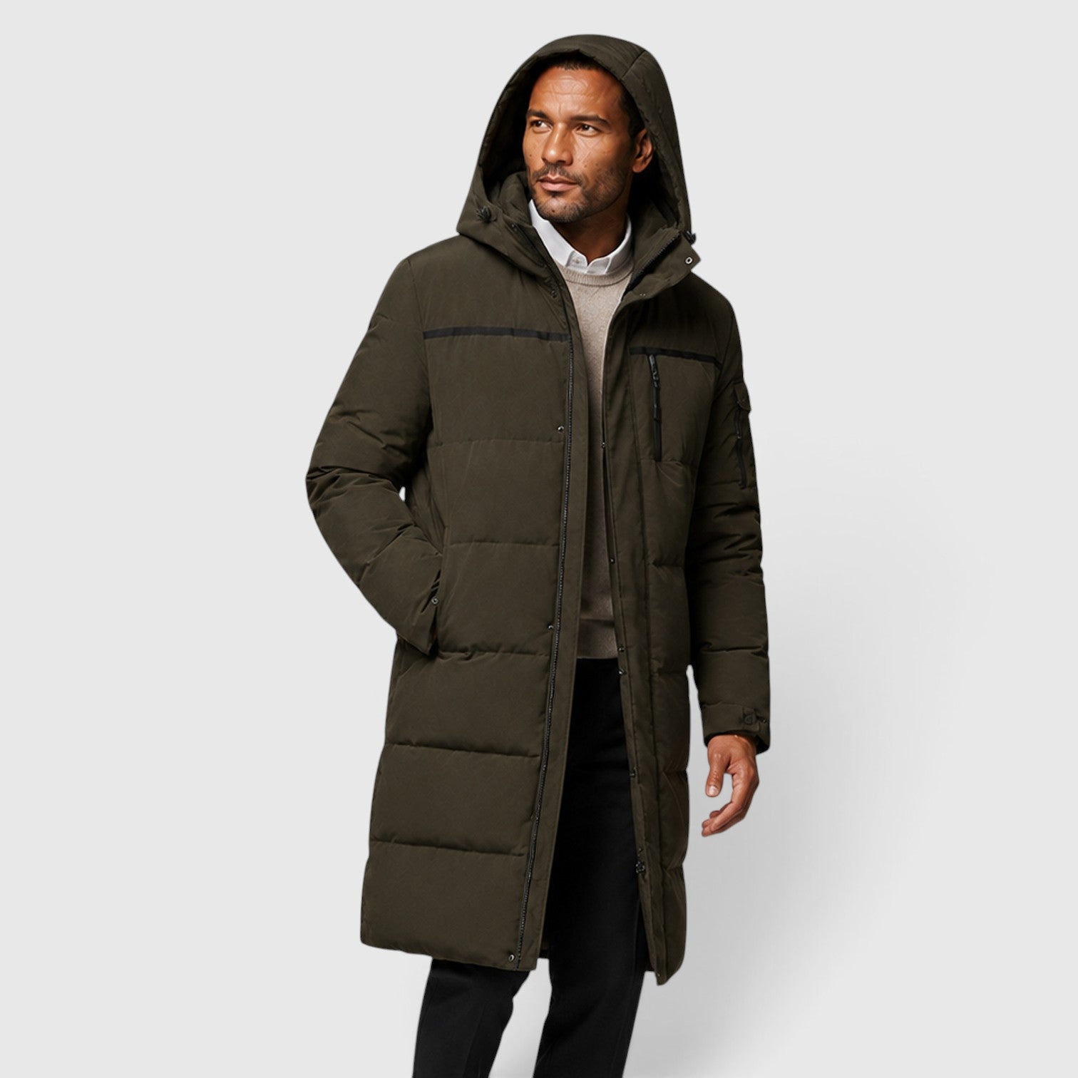 Monvaline | Men's Long Puffer Jacket – White Duck Down Coat