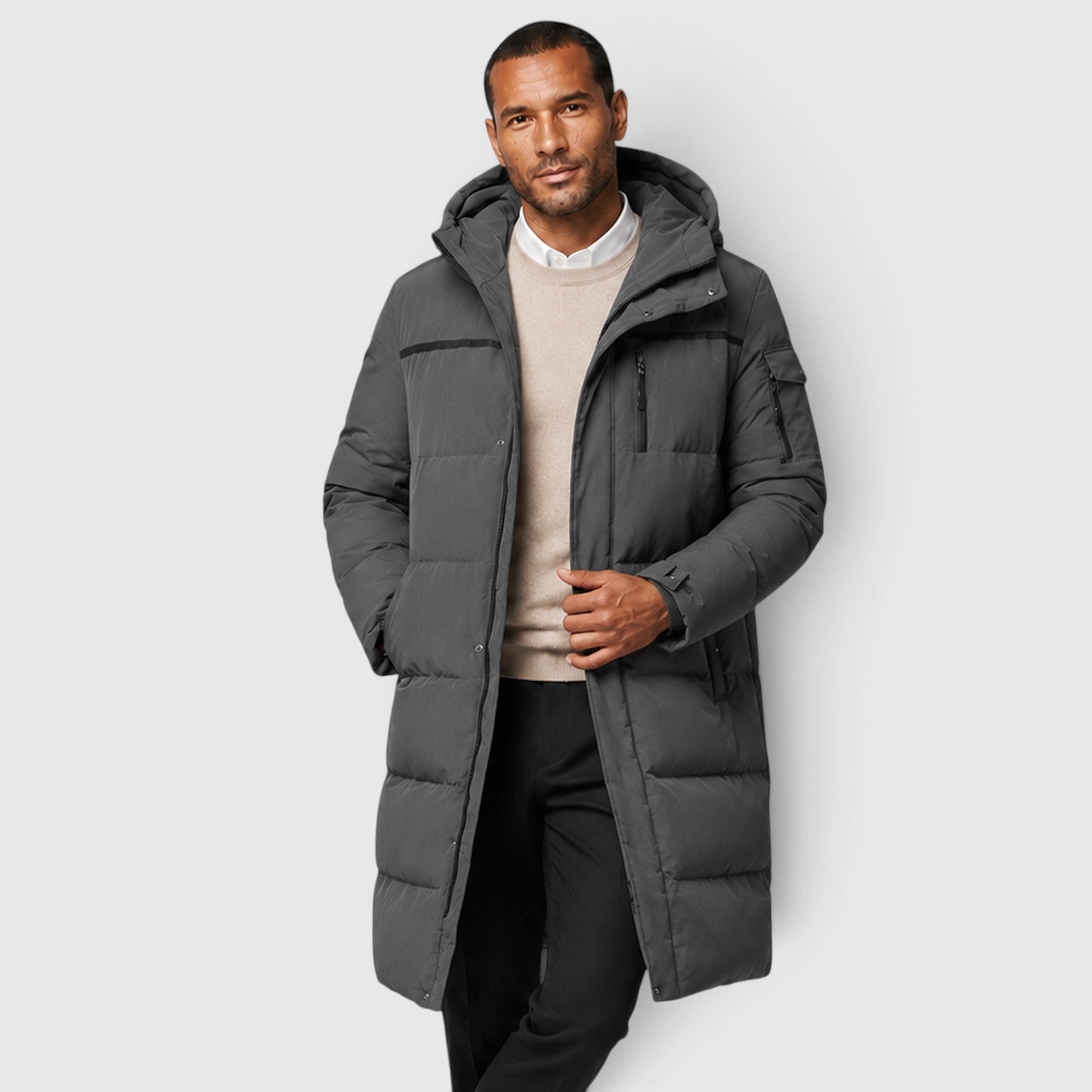Monvaline | Men's Long Puffer Jacket – White Duck Down Coat