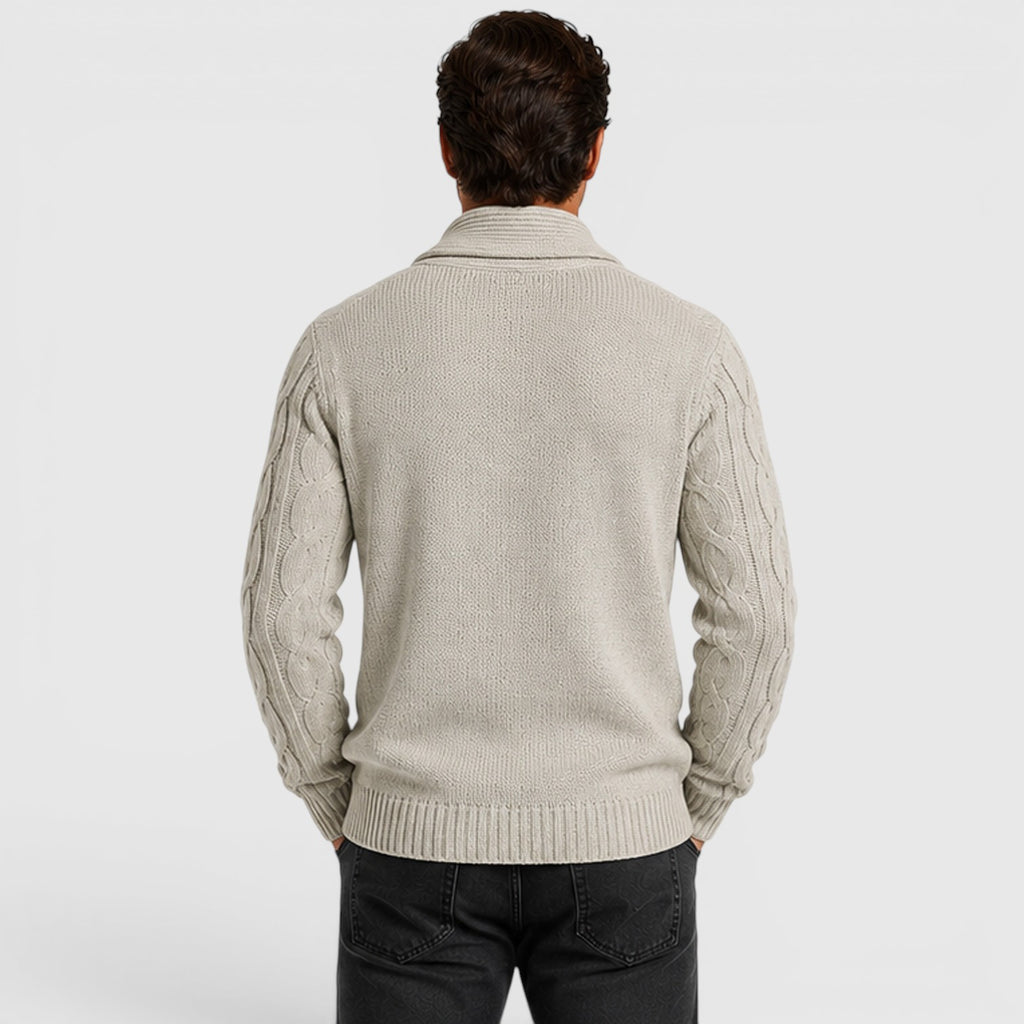Monvaline | Men's Long Sleeve Relaxed Fit Chenille Knit Cardigan