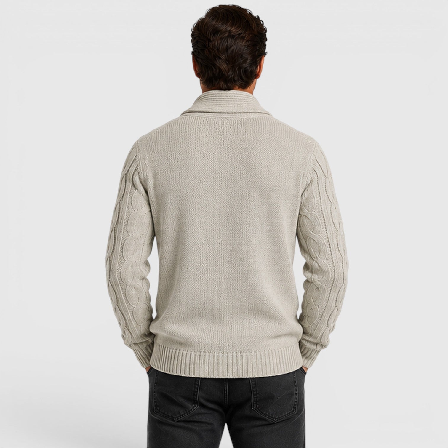 Monvaline | Men's Long Sleeve Relaxed Fit Chenille Knit Cardigan