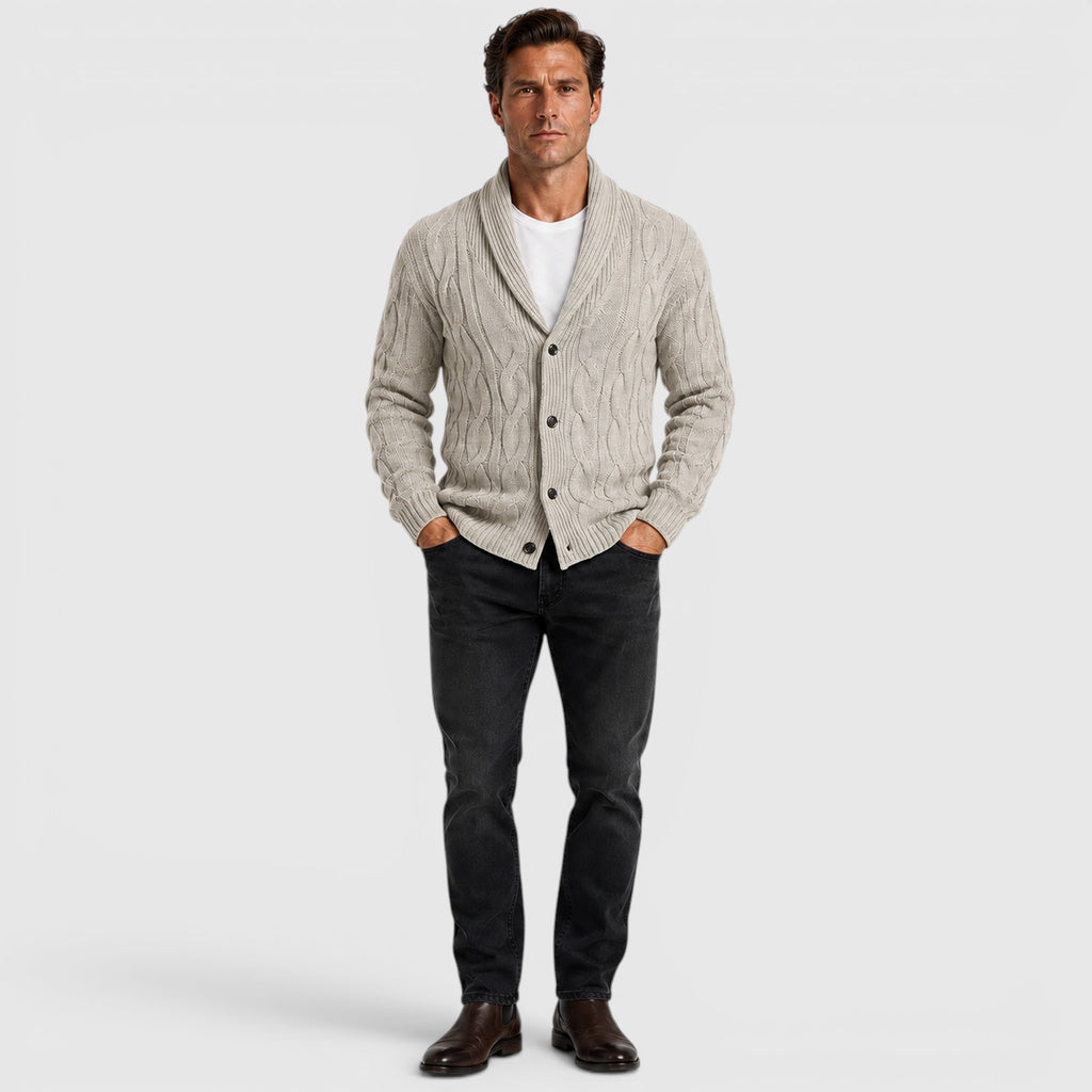 Monvaline | Men's Long Sleeve Relaxed Fit Chenille Knit Cardigan
