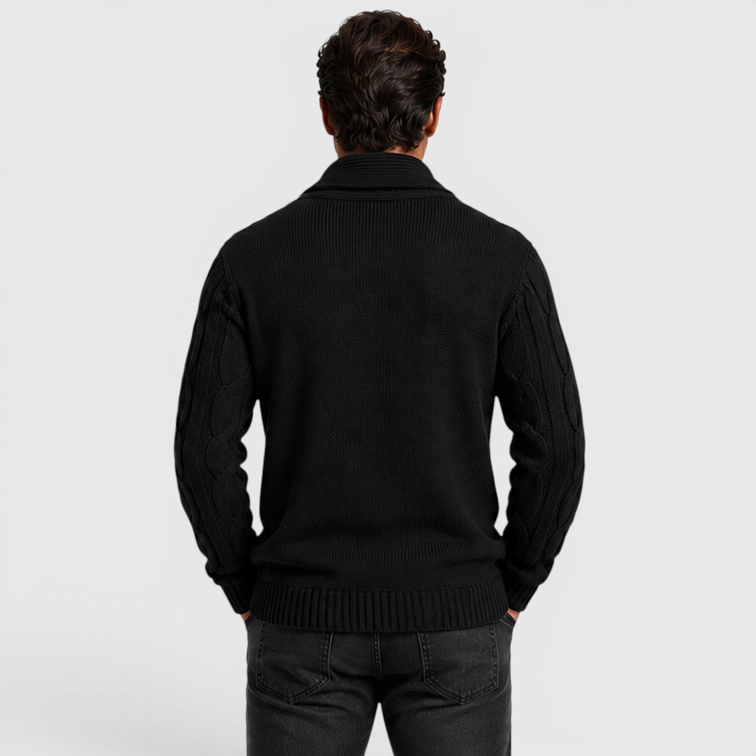 Monvaline | Men's Long Sleeve Relaxed Fit Chenille Knit Cardigan