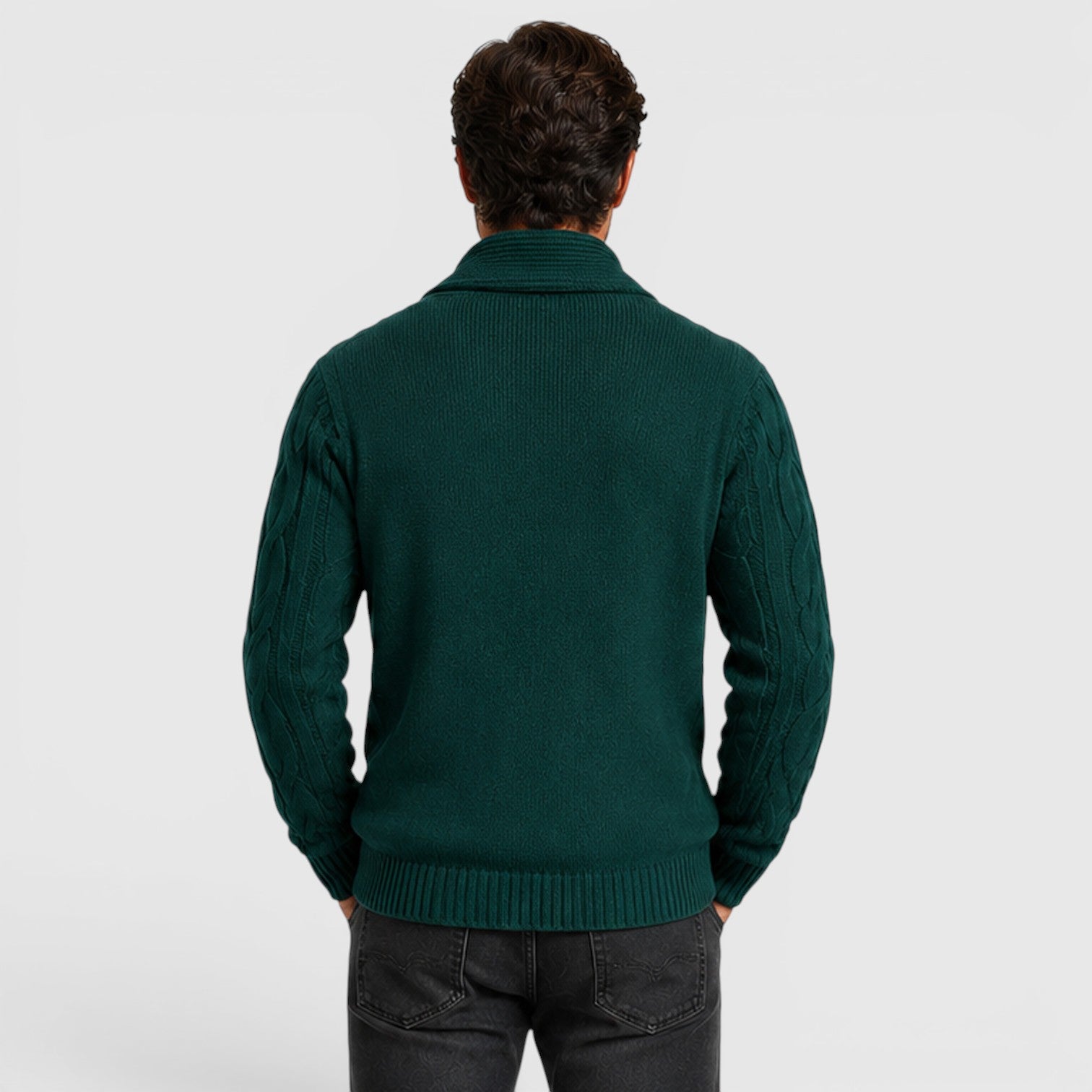 Monvaline | Men's Long Sleeve Relaxed Fit Chenille Knit Cardigan