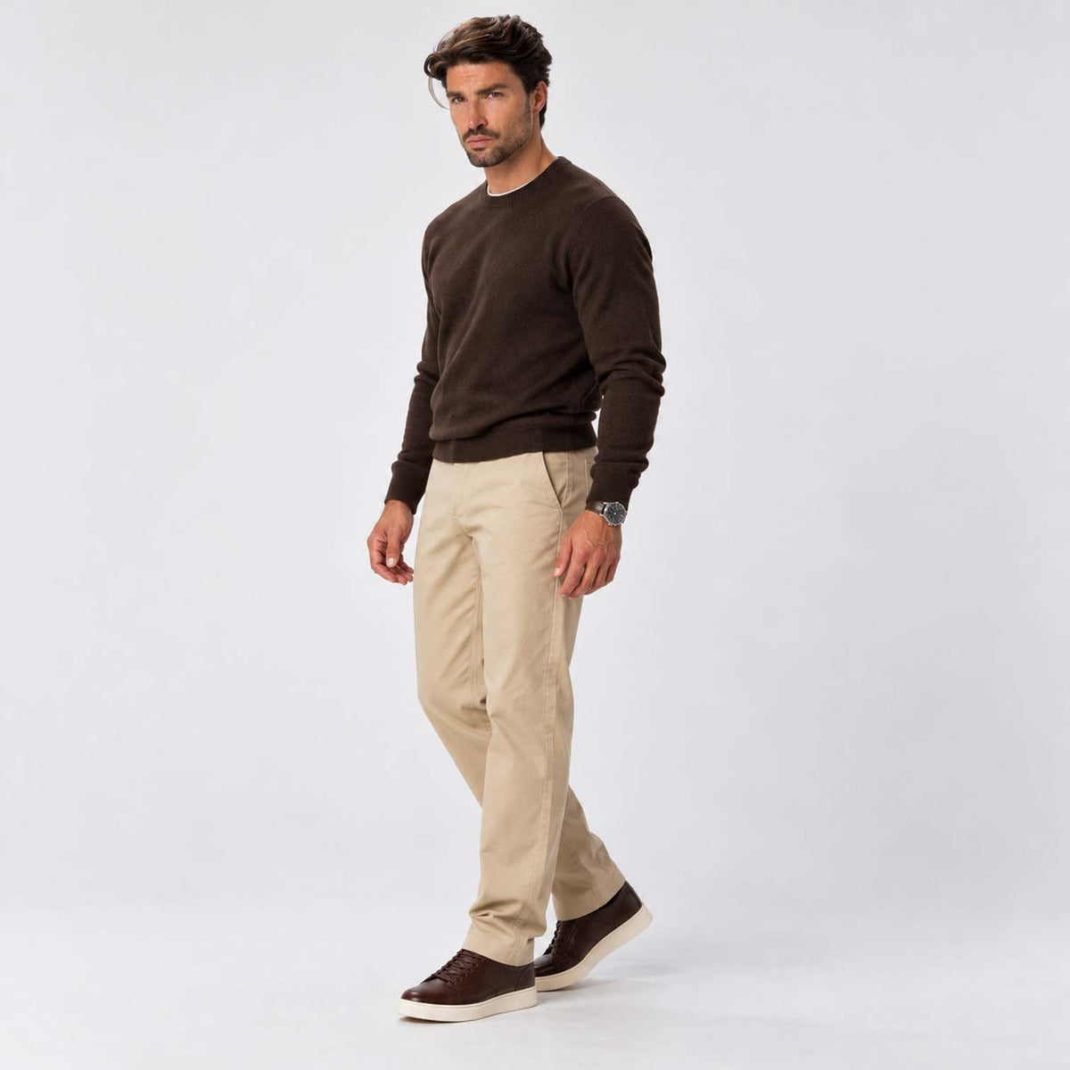 Monvaline | Men's Loose Fit Straight Leg Trousers Smart Casual