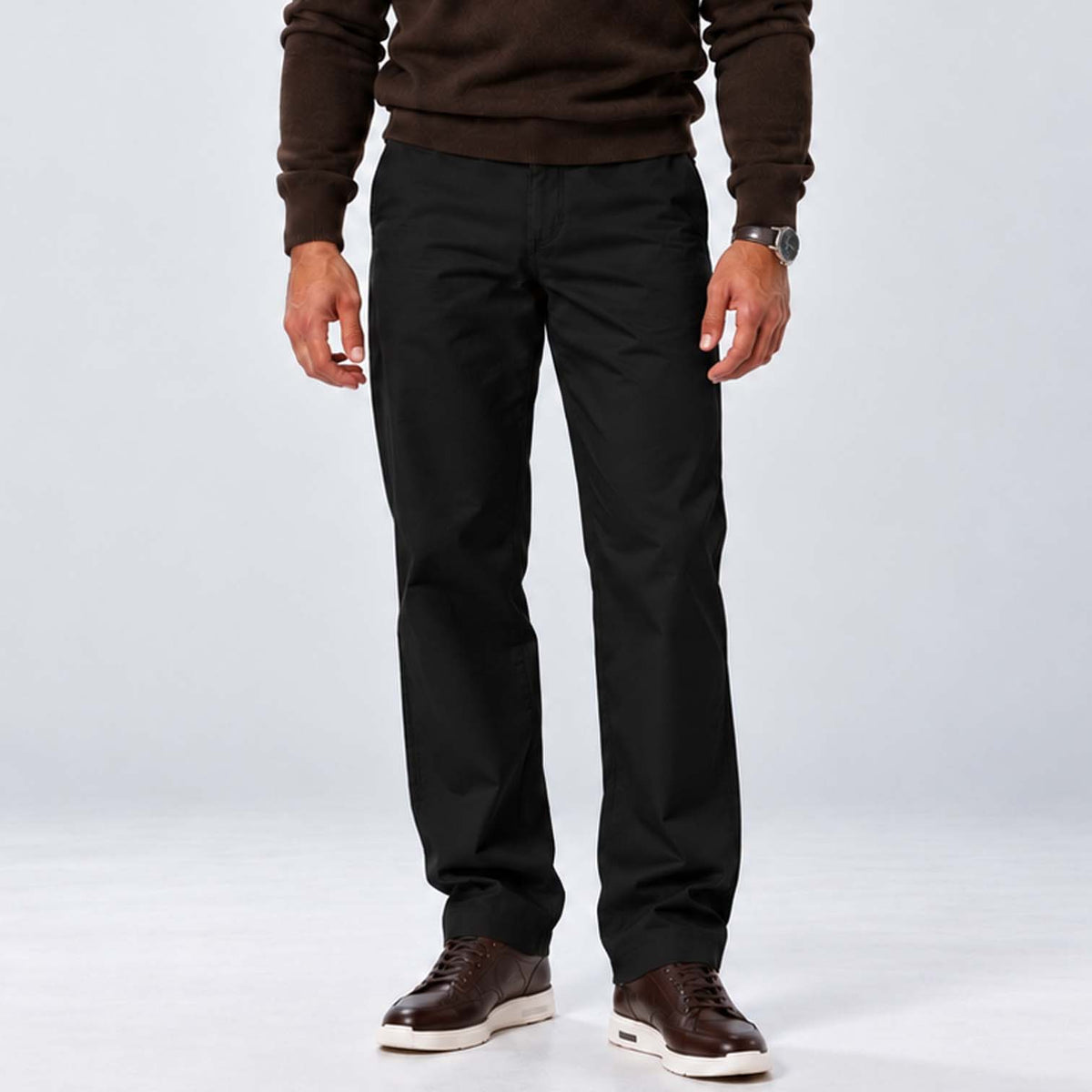 Monvaline | Men's Loose Fit Straight Leg Trousers Smart Casual