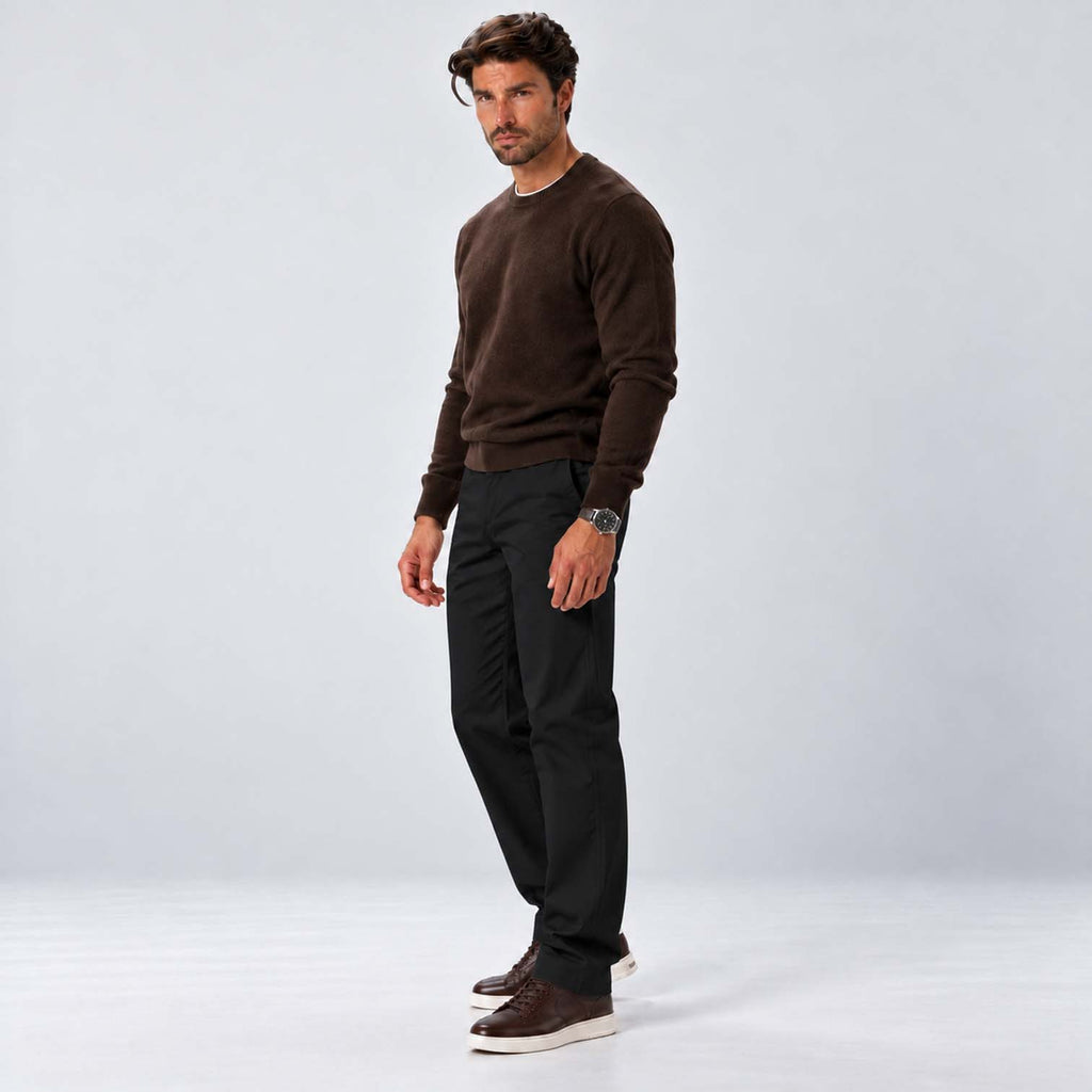 Monvaline | Men's Loose Fit Straight Leg Trousers Smart Casual