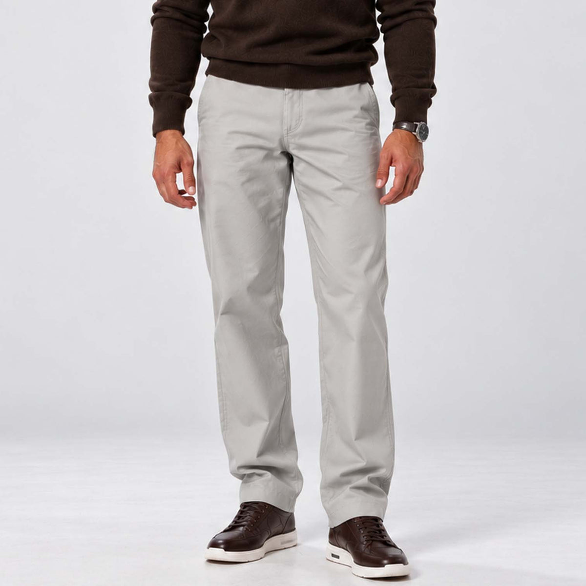 Monvaline | Men's Loose Fit Straight Leg Trousers Smart Casual