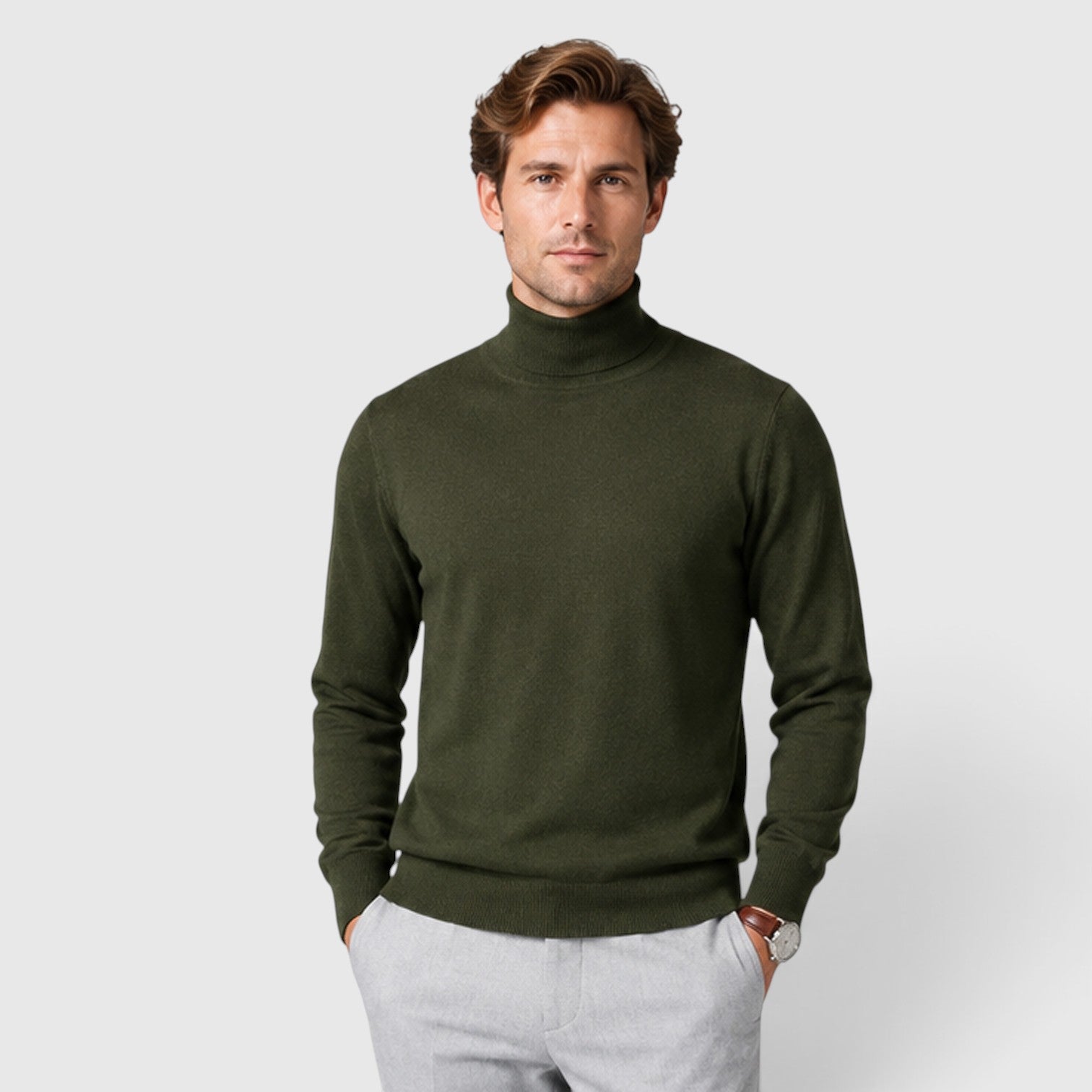 Monvaline | Men's Loose Warm Knit Smart Casual Turtle Neck Jumper