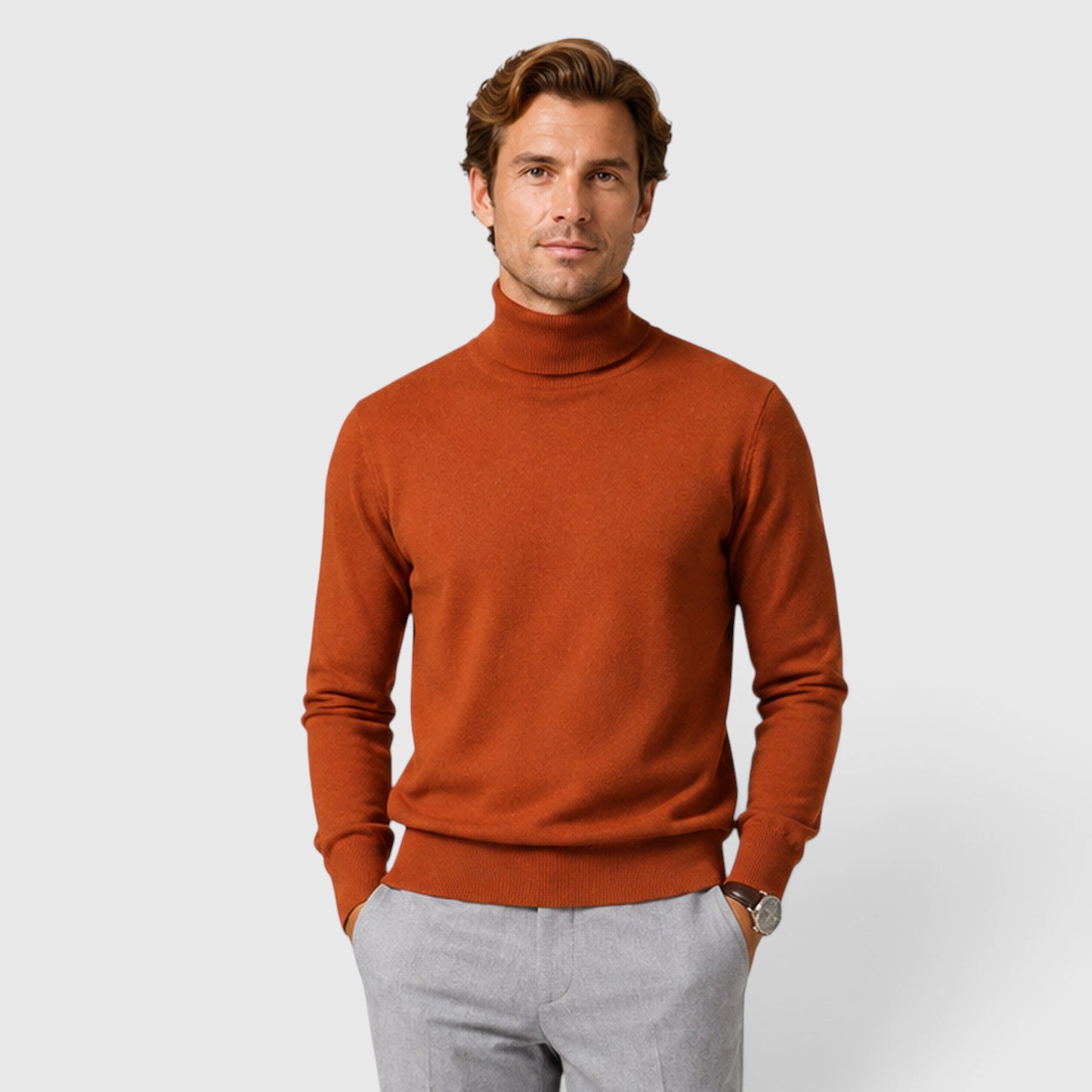 Monvaline | Men's Loose Warm Knit Smart Casual Turtle Neck Jumper