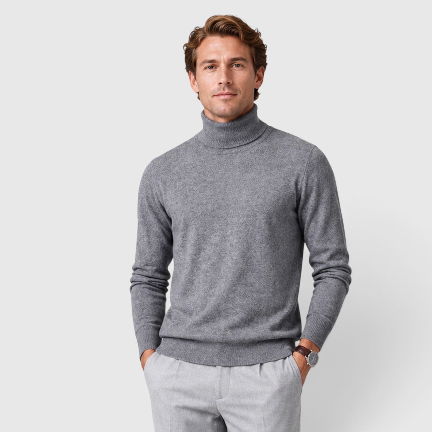 Monvaline | Men's Loose Warm Knit Smart Casual Turtle Neck Jumper
