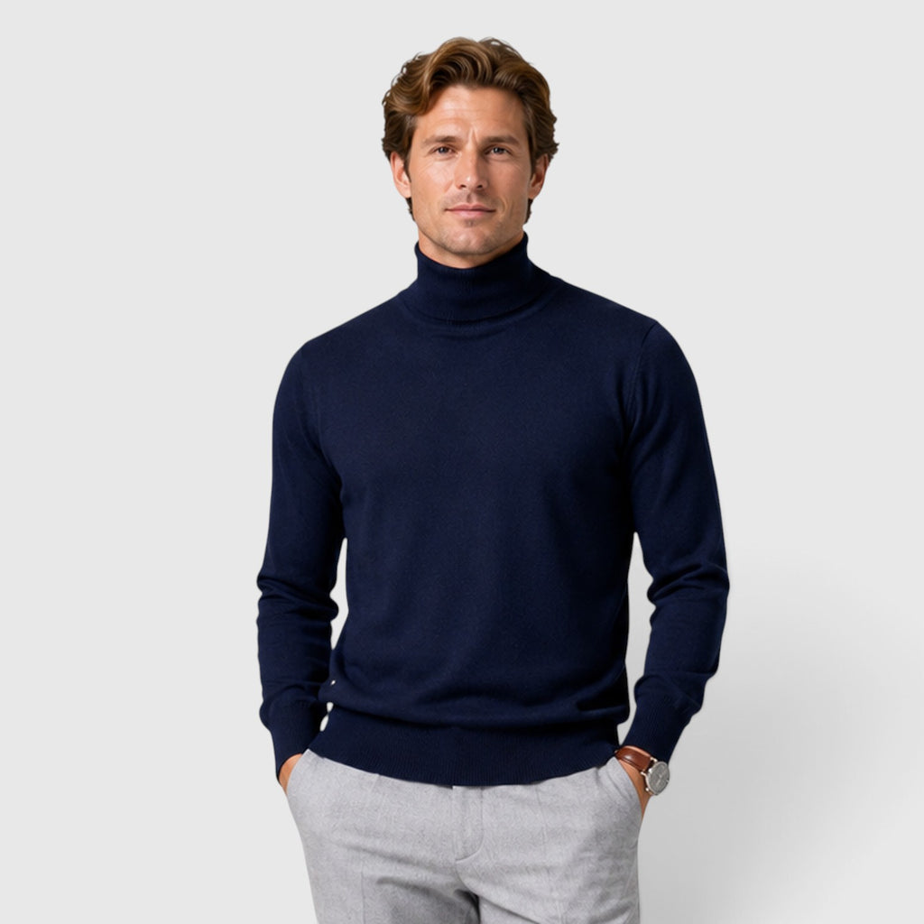 Monvaline | Men's Loose Warm Knit Smart Casual Turtle Neck Jumper