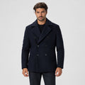 Monvaline | Men's Navy Wool Blend Peacoat – Warm Winter Coat