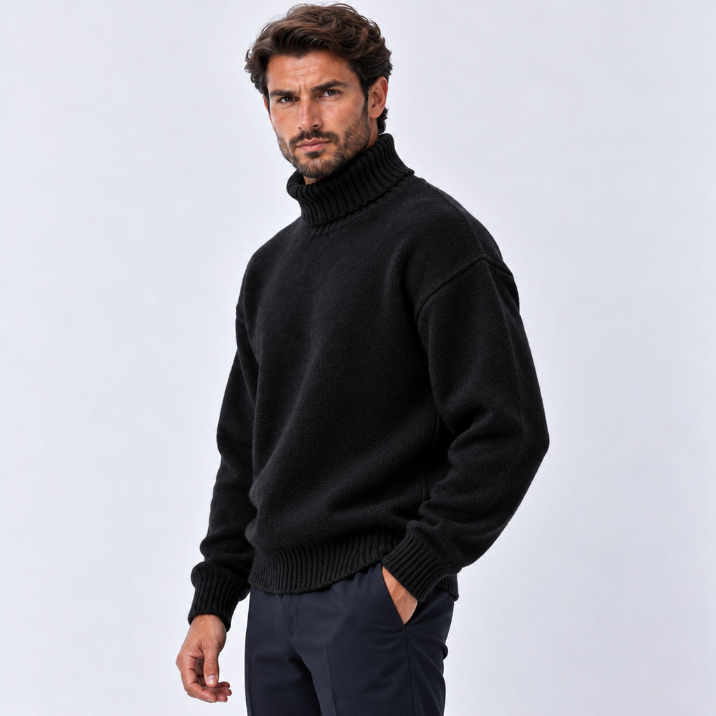 Monvaline | Men's Oversized Roll Neck Jumper – Soft Knit Relaxed Fit