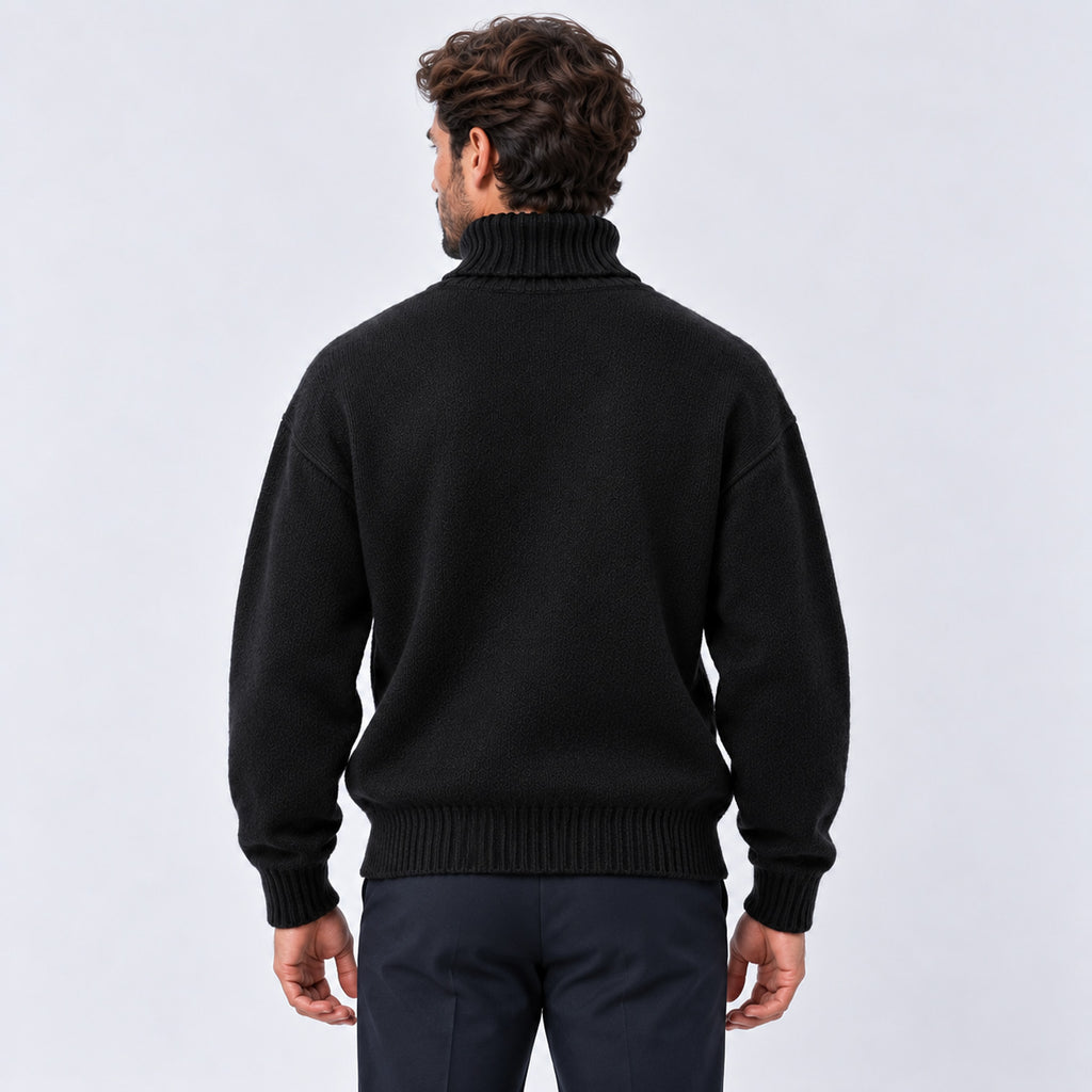 Monvaline | Men's Oversized Roll Neck Jumper – Soft Knit Relaxed Fit