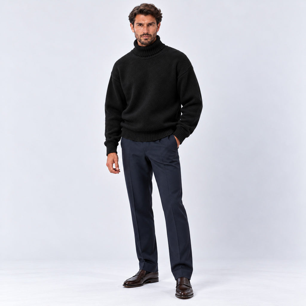 Monvaline | Men's Oversized Roll Neck Jumper – Soft Knit Relaxed Fit