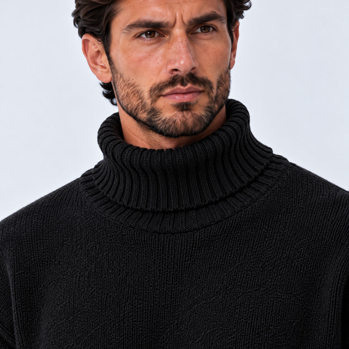 Monvaline | Men's Oversized Roll Neck Jumper – Soft Knit Relaxed Fit