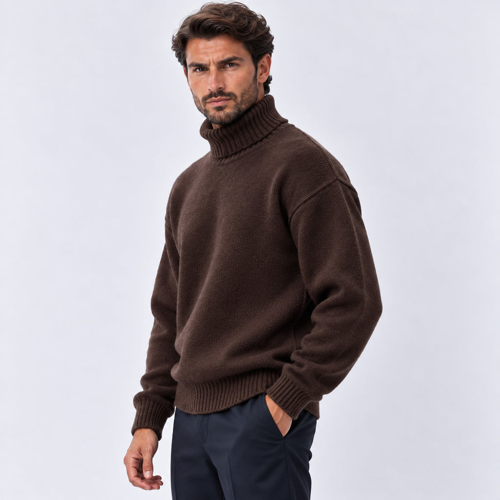 Monvaline | Men's Oversized Roll Neck Jumper – Soft Knit Relaxed Fit