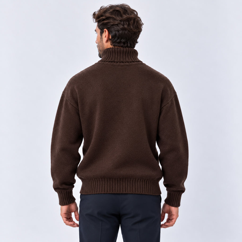 Monvaline | Men's Oversized Roll Neck Jumper – Soft Knit Relaxed Fit