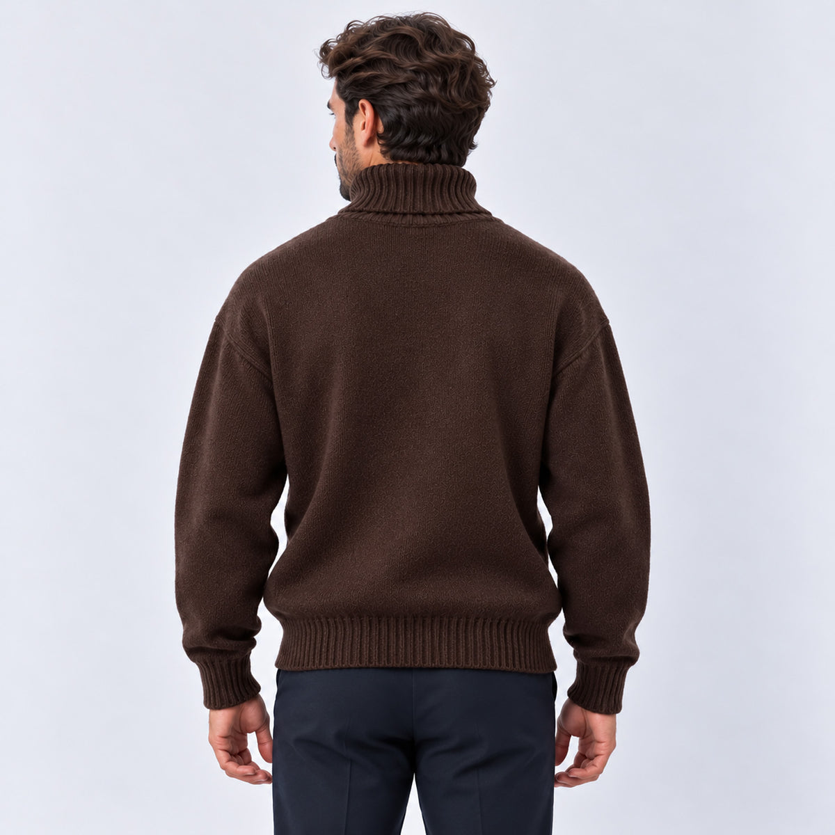 Monvaline | Men's Oversized Roll Neck Jumper – Soft Knit Relaxed Fit