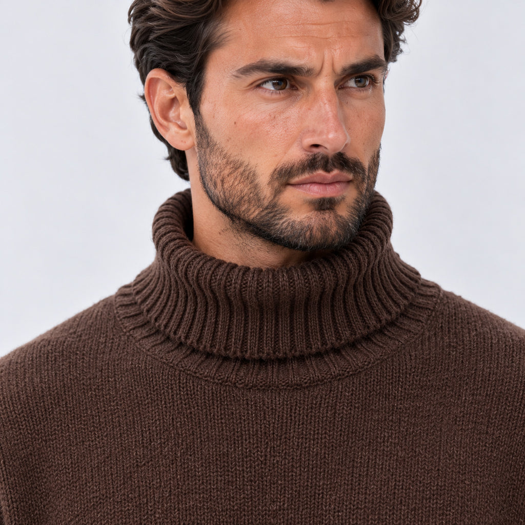 Monvaline | Men's Oversized Roll Neck Jumper – Soft Knit Relaxed Fit