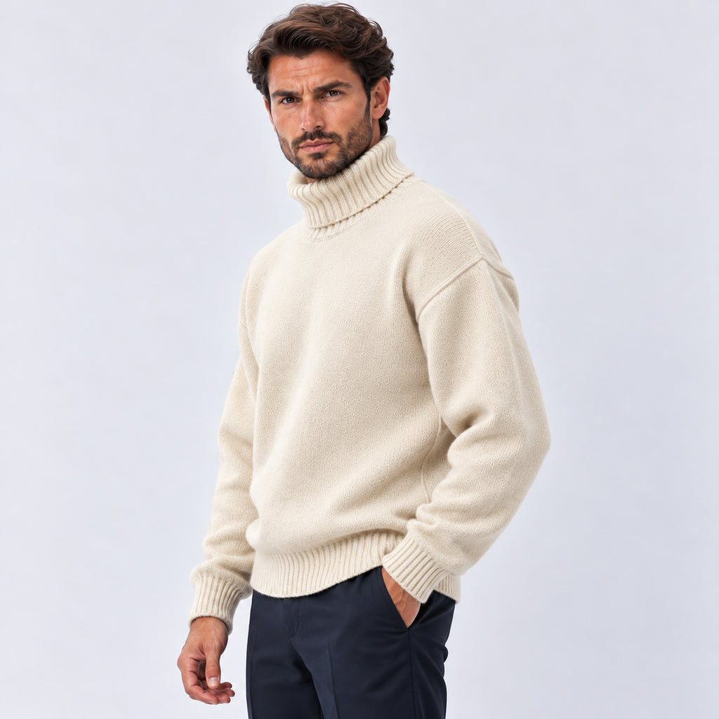 Monvaline | Men's Oversized Roll Neck Jumper – Soft Knit Relaxed Fit