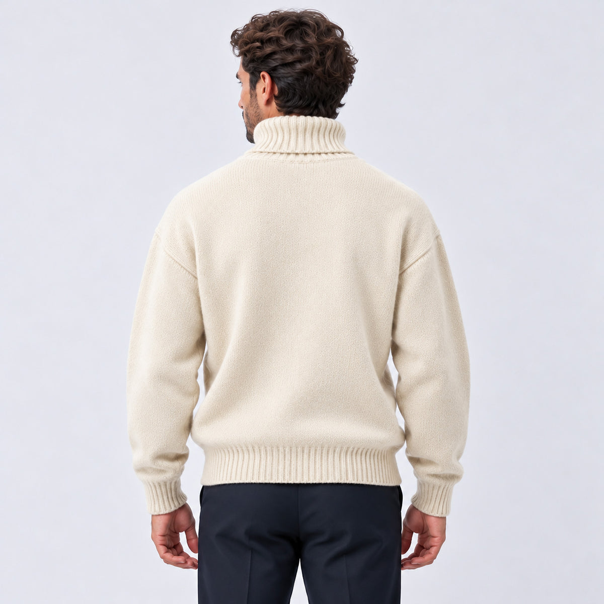Monvaline | Men's Oversized Roll Neck Jumper – Soft Knit Relaxed Fit