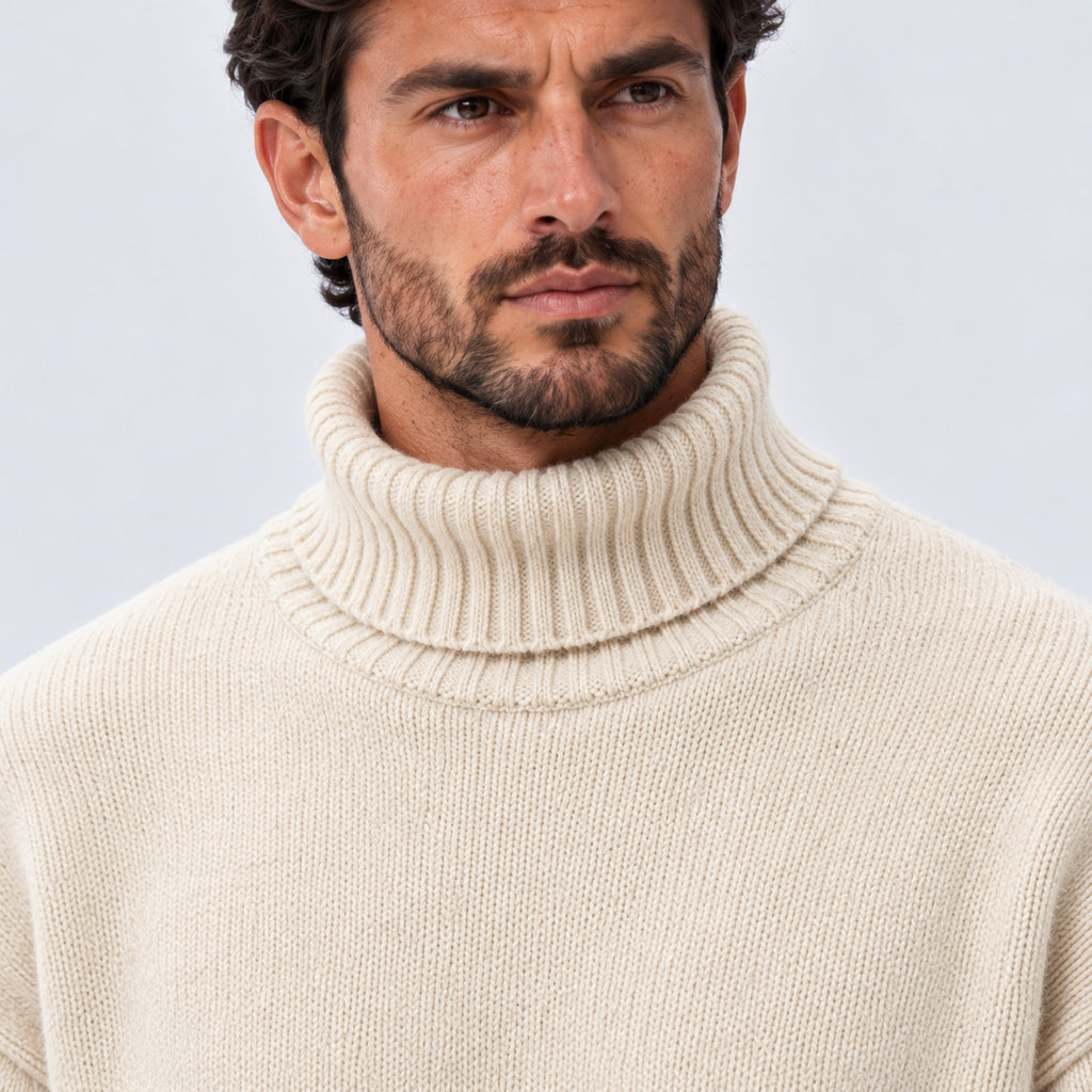 Monvaline | Men's Oversized Roll Neck Jumper – Soft Knit Relaxed Fit