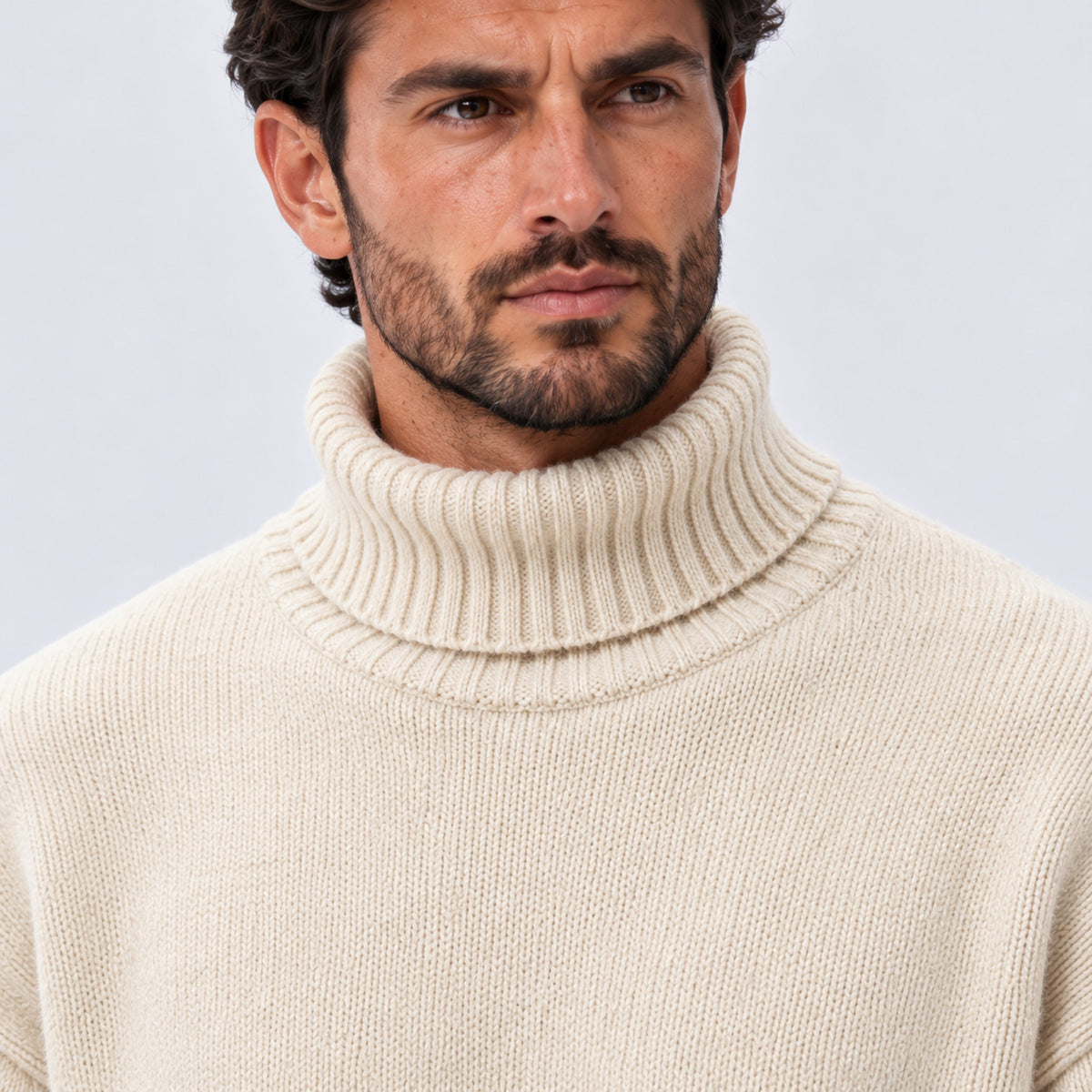 Monvaline | Men's Oversized Roll Neck Jumper – Soft Knit Relaxed Fit