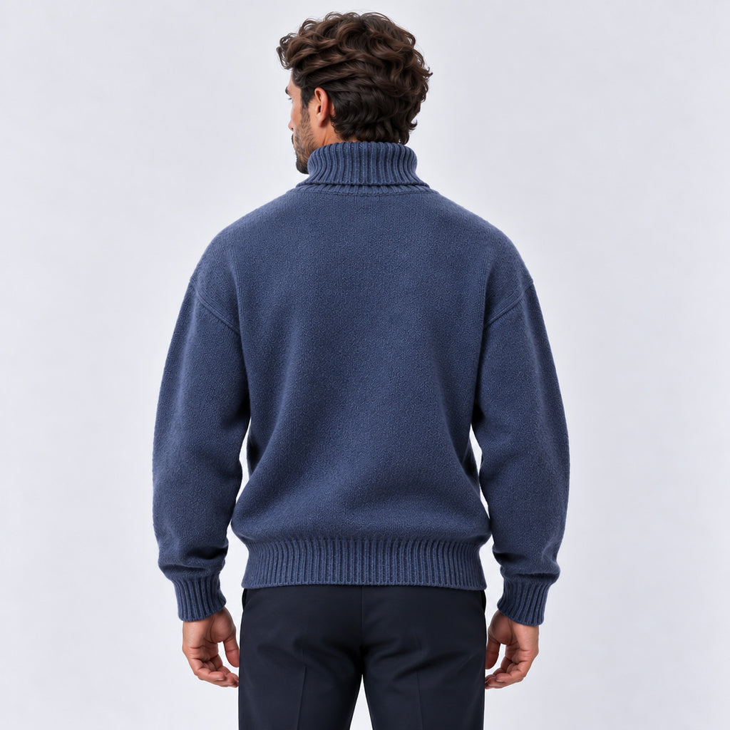 Monvaline | Men's Oversized Roll Neck Jumper – Soft Knit Relaxed Fit