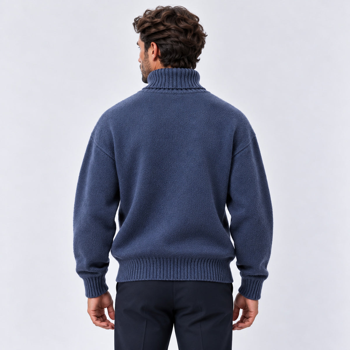 Monvaline | Men's Oversized Roll Neck Jumper – Soft Knit Relaxed Fit