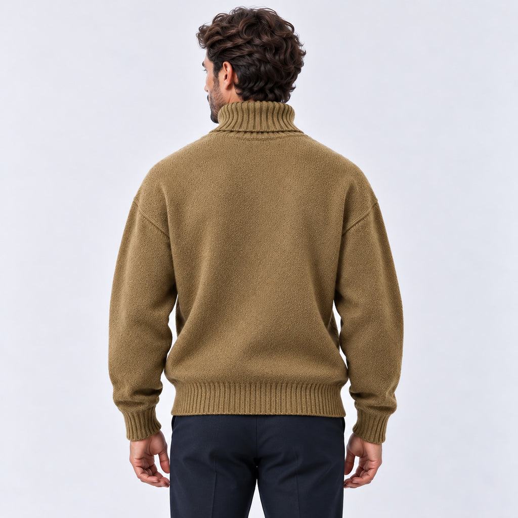 Monvaline | Men's Oversized Roll Neck Jumper – Soft Knit Relaxed Fit