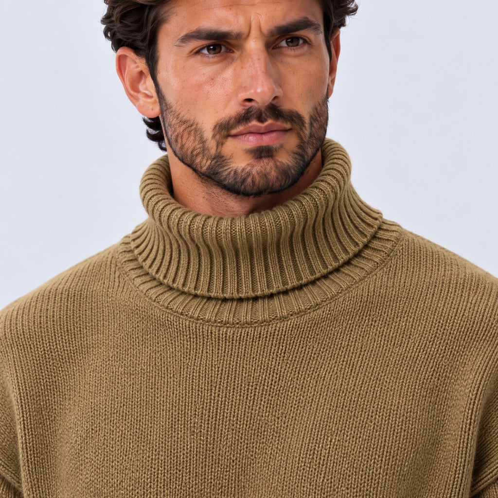 Monvaline | Men's Oversized Roll Neck Jumper – Soft Knit Relaxed Fit