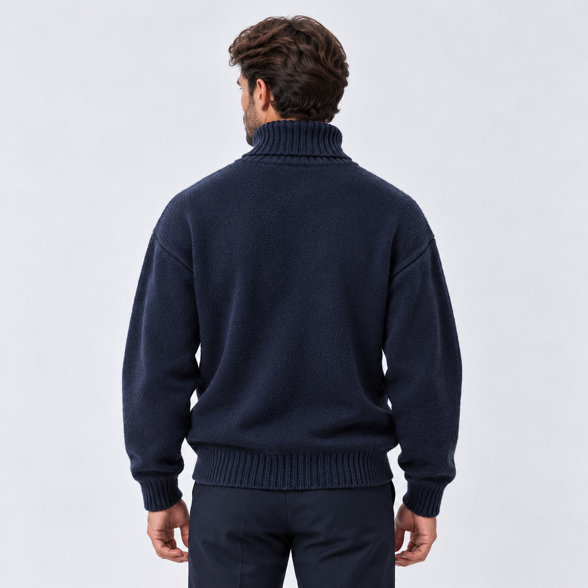 Monvaline | Men's Oversized Roll Neck Jumper – Soft Knit Relaxed Fit