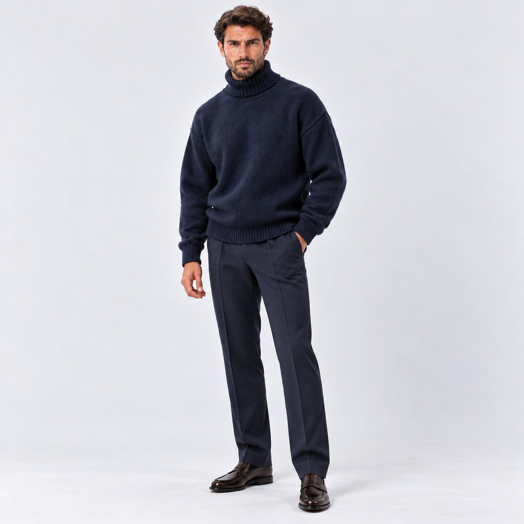 Monvaline | Men's Oversized Roll Neck Jumper – Soft Knit Relaxed Fit