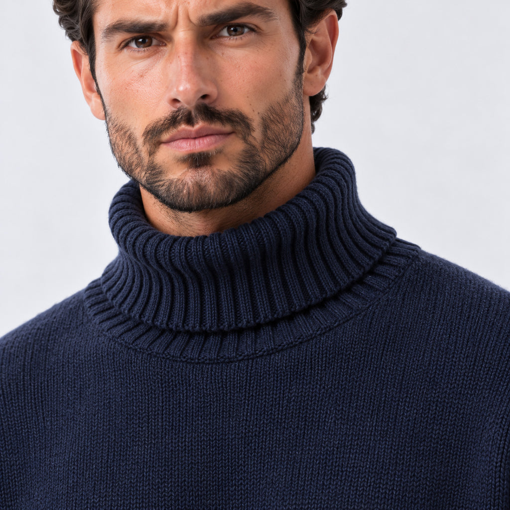 Monvaline | Men's Oversized Roll Neck Jumper – Soft Knit Relaxed Fit