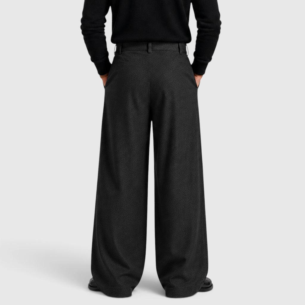 Monvaline | Men's Pleated Straight Leg Dress Pants Classic Fit Trousers